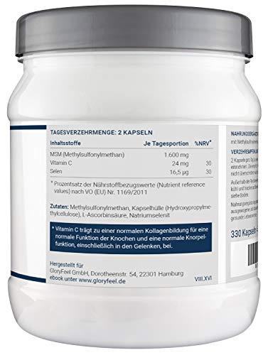 Gloryfeel 330 MSM Kapseln Intensiv 1.600mg - 4