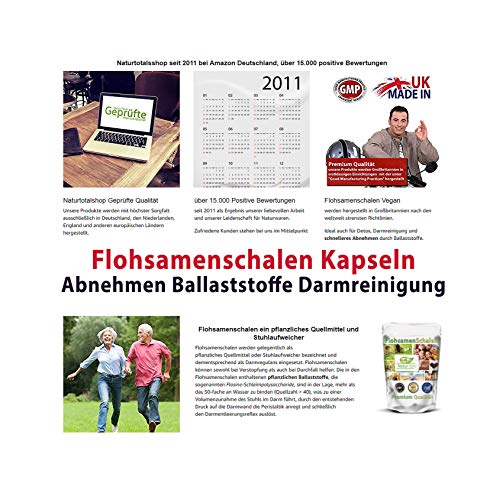 Naturtotal Flohsamenschalen Kapseln 500 Stück XL Packung - 5