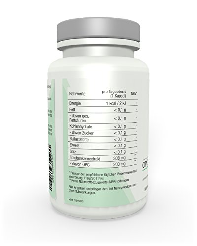 The V Brand - OPC Traubenkernextrakt - 200 mg natürliches Antioxidans - 120 vegane Kapseln - 4 Monate Vorrat - 2
