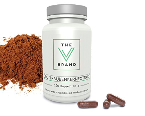 The V Brand - OPC Traubenkernextrakt - 200 mg natürliches Antioxidans - 120 vegane Kapseln - 4 Monate Vorrat - 5
