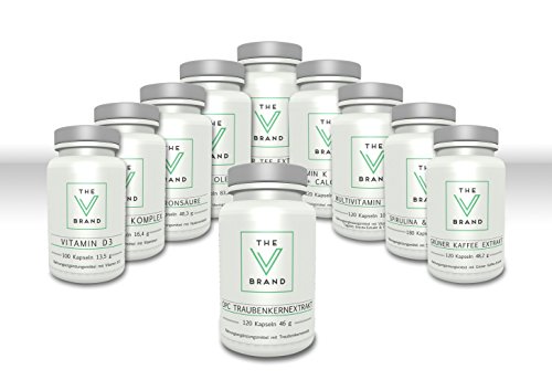 The V Brand - OPC Traubenkernextrakt - 200 mg natürliches Antioxidans - 120 vegane Kapseln - 4 Monate Vorrat - 7