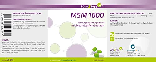 Vita2You MSM 1200 360 Kapseln hochdosiert - 2