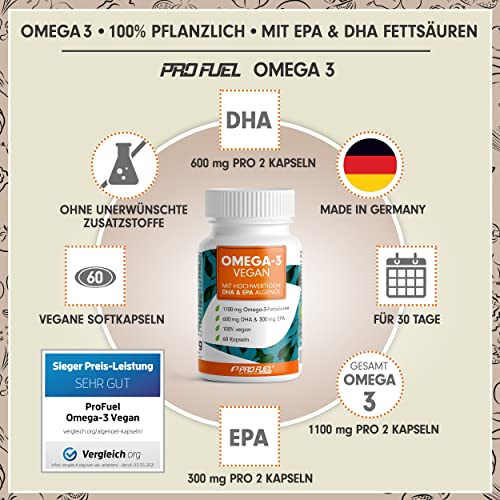 Profuel Premium Omega 3 vegane 60 Kapseln mit Vitamin E - 2