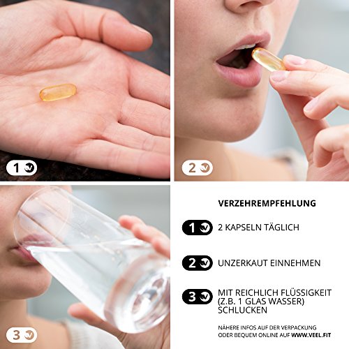 Omega 3 Kapseln Vegan mit Vitamin E – Ohne ekligen Fischgeschmack | Algen-Öl hochdosiert 300 mg EPA & 600 mg DHA |Die pflanzliche Alternative zu Fischöl-Kapseln | VEEL Omega 3 – 60 Soft Caps - 6