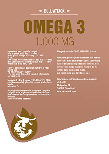 Bull Attack 250 Softgel Kapseln Omega 3 - 9