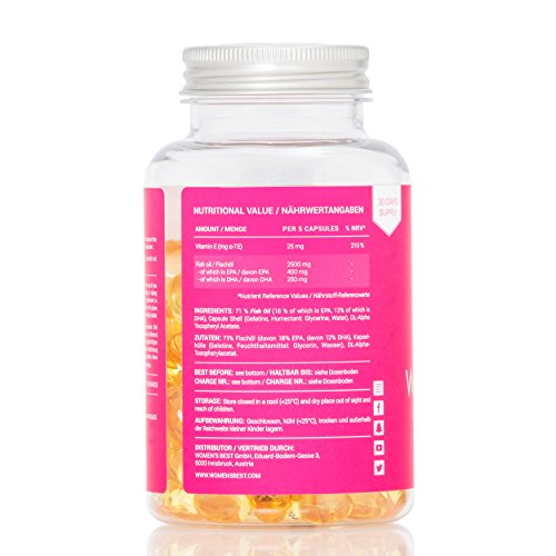 Omega 3 Kapseln hochdosiert | Fischöl mit EPA, DHA & Vitamin E ohne Zusätze | Gesunde Fettsäuren für Fitness, Diät, Muskelaufbau & Abnehmen | WOMEN’S BEST Premium Qualität aus Deutschland - 150 Caps - 3