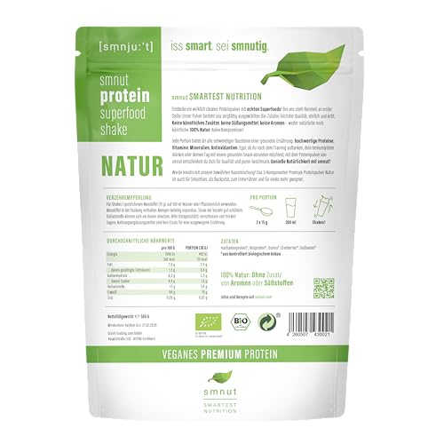 Smnut veganes Superfood Shake Proteinpulver Natur 500g - 4